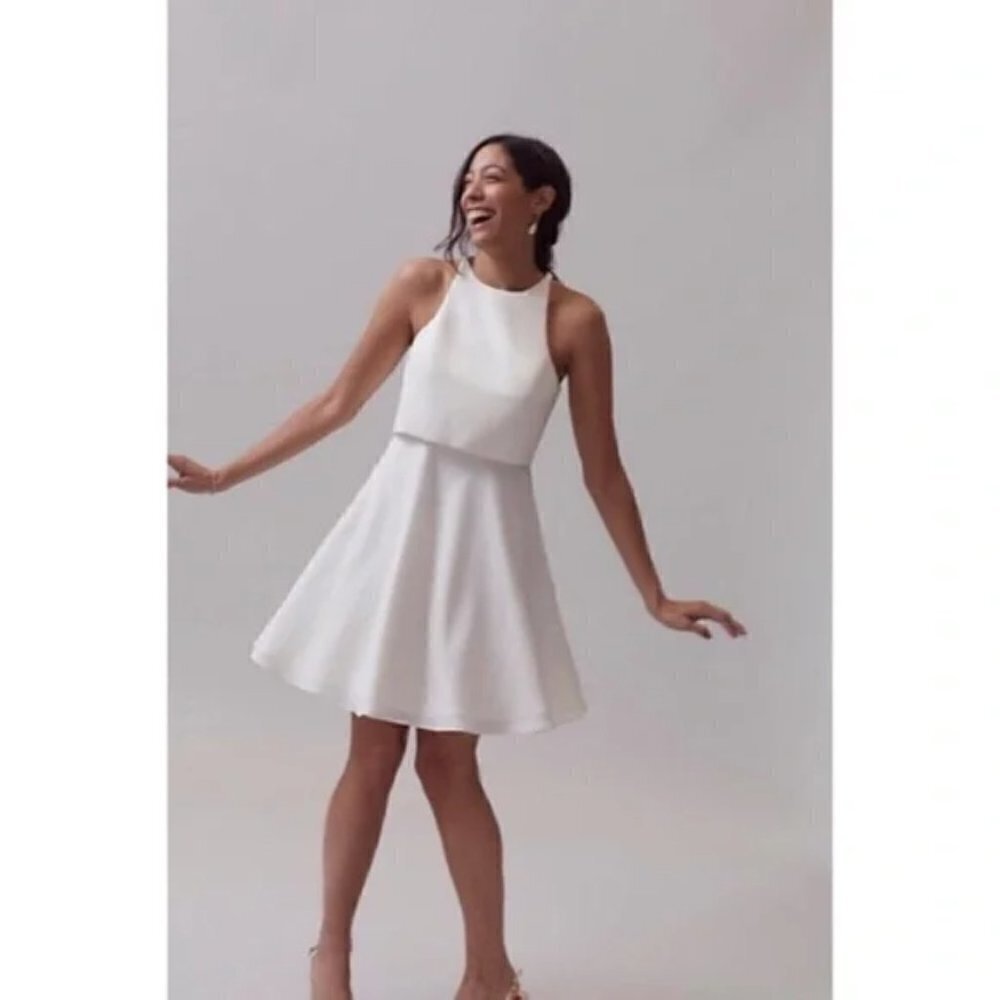 NWT BHLDN Jill Jill Stuart Barrett Mini Dress Ivory Bridal Wedding Shower